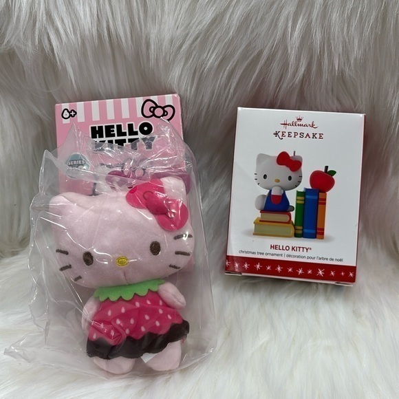 Other - NEW HELLO KITTY Christmas ornaments plush hallmark 2016 keepsake lot of 2